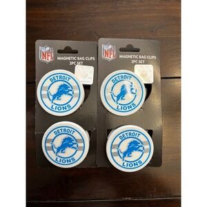 NWT Receive 2 sets of Detroit Lions NFL Magnetic‎ Bag Clips 2 Piece Set Fan Gear